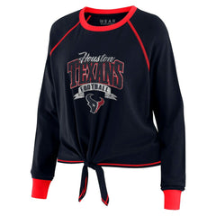 Houston Texans WEAR by Erin Andrews Women's Tie-Front Long Sleeve Top Navy/Red | NFL