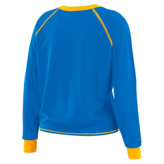 Los Angeles Chargers WEAR by Erin Andrews Women's Tie-Front Long Sleeve Top Powder Blue/Yellow | NFL