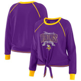Minnesota Vikings WEAR by Erin Andrews Women's Tie-Front Long Sleeve Top Purple/Gold | NFL