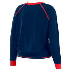New York Giants WEAR by Erin Andrews Women's Tie-Front Long Sleeve Top Navy/Red | NFL