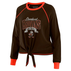 Cleveland Browns WEAR by Erin Andrews Women's Tie-Front Long Sleeve Top Brown/Orange | NFL