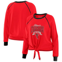 Atlanta Falcons WEAR by Erin Andrews Women's Tie-Front Long Sleeve Top Red/Black | NFL