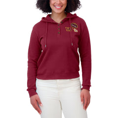 Washington Commanders WEAR by Erin Andrews Women's Waffle Hoodie Pullover Top Burgundy | NFL