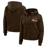 Cleveland Browns WEAR by Erin Andrews Women's Waffle Hoodie Pullover Top Brown | NFL