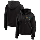 Jacksonville Jaguars WEAR by Erin Andrews Women's Waffle Hoodie Pullover Top Black | NFL