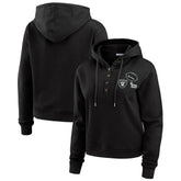 Las Vegas Raiders WEAR by Erin Andrews Women's Waffle Hoodie Pullover Top Black | NFL