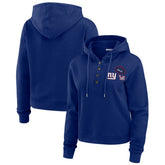 New York Giants WEAR by Erin Andrews Women's Waffle Hoodie Pullover Top Royal | NFL