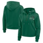 New York Jets WEAR by Erin Andrews Women's Waffle Hoodie Pullover Top Green | NFL
