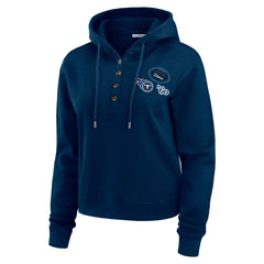 Tennessee Titans WEAR by Erin Andrews Women's Waffle Hoodie Pullover Top Navy | NFL