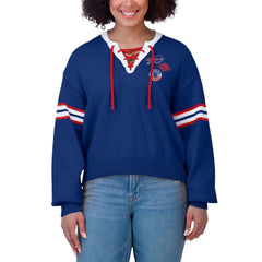 Buffalo Bills WEAR by Erin Andrews Women's Lace-Up Pullover Sweatshirt Royal | NFL