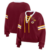 Washington Commanders WEAR by Erin Andrews Women's Lace-Up Pullover Sweatshirt Burgundy | NFL