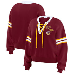 Washington Commanders WEAR by Erin Andrews Women's Lace-Up Pullover Sweatshirt Burgundy | NFL