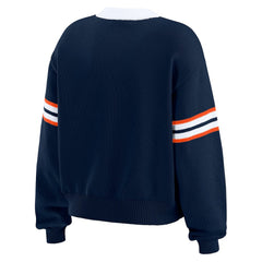 Denver Broncos WEAR by Erin Andrews Women's Lace-Up Pullover Sweatshirt Navy | NFL