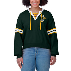 Green Bay Packers WEAR by Erin Andrews Women's Lace-Up Pullover Sweatshirt Green | NFL