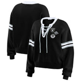 Las Vegas Raiders WEAR by Erin Andrews Women's Lace-Up Pullover Sweatshirt Black | NFL