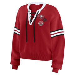San Francisco 49ers WEAR by Erin Andrews Women's Lace-Up Pullover Sweatshirt Scarlet | NFL