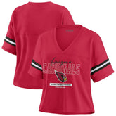 Arizona Cardinals WEAR by Erin Andrews Women's Color Block Boxy Modest Crop V-Neck T-Shirt Cardinal | NFL
