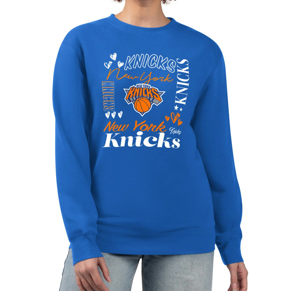 New York Knicks G-III 4Her by Carl Banks Women's Collage Team Graphic Fleece Pullover Sweatshirt Blue - NBA