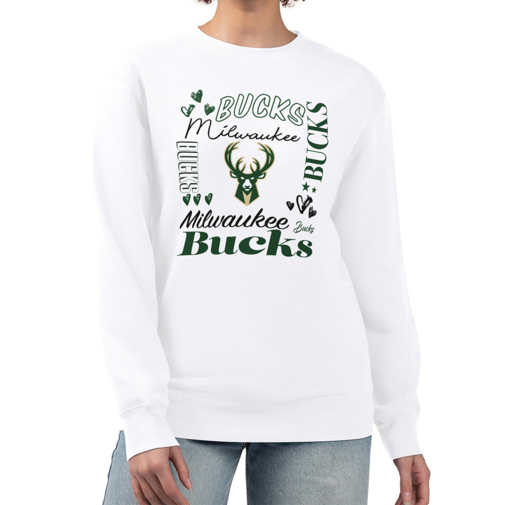 Milwaukee Bucks G-III 4Her by Carl Banks Women's Collage Team Graphic Fleece Pullover Sweatshirt White - NBA
