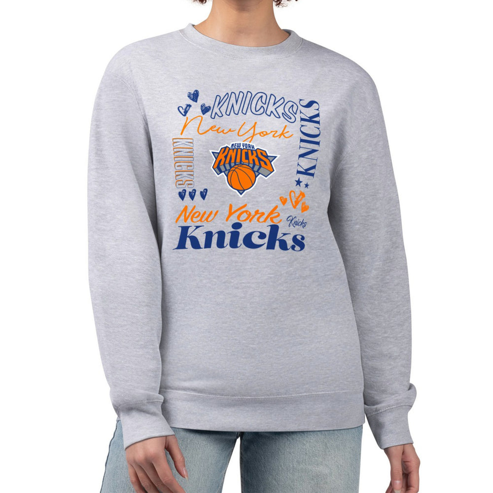 New York Knicks G-III 4Her by Carl Banks Women's Collage Team Graphic Fleece Pullover Sweatshirt Heather Gray - NBA
