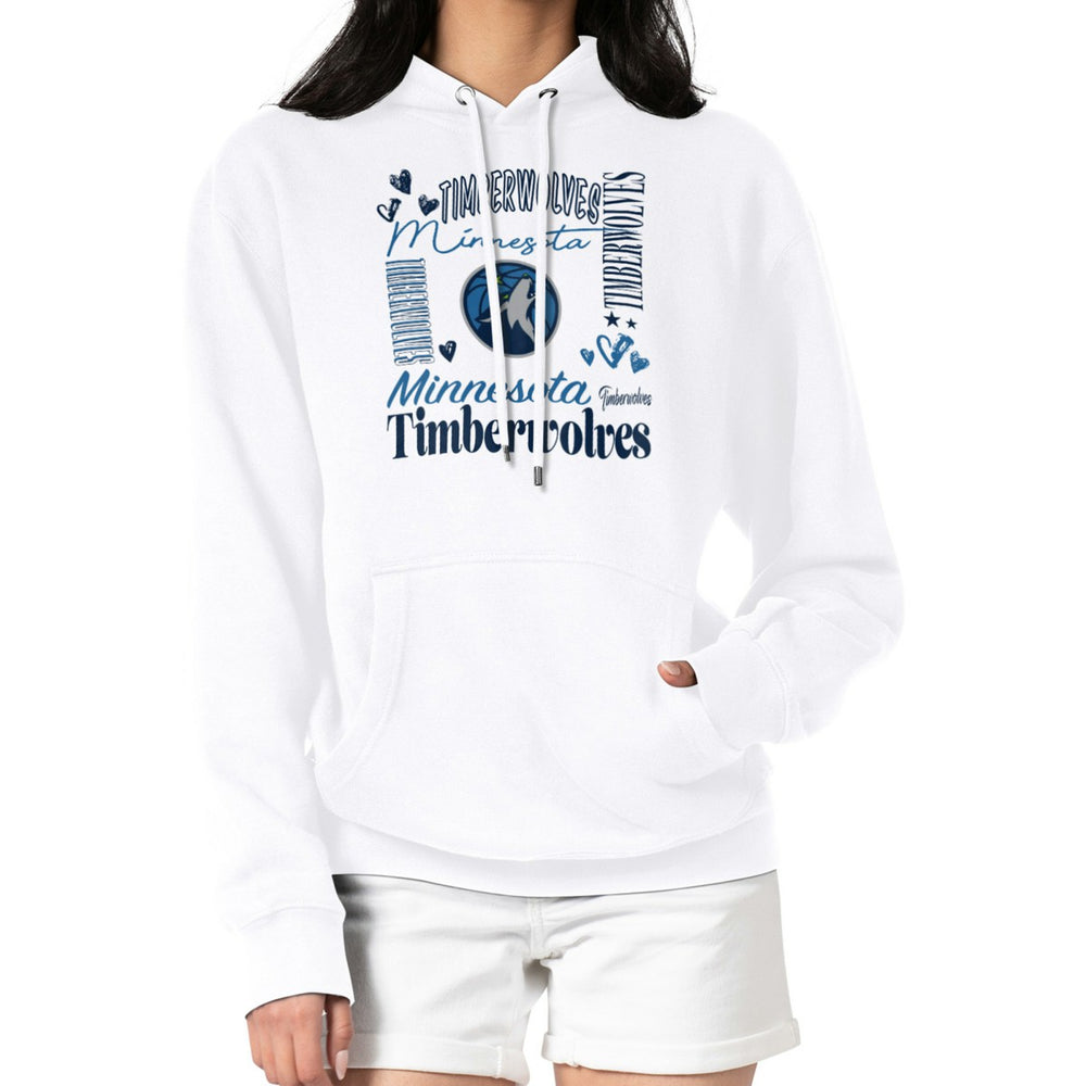 Minnesota Timberwolves G-III 4Her by Carl Banks Women's Team Collage Graphic Fleece Pullover Hoodie White - NBA