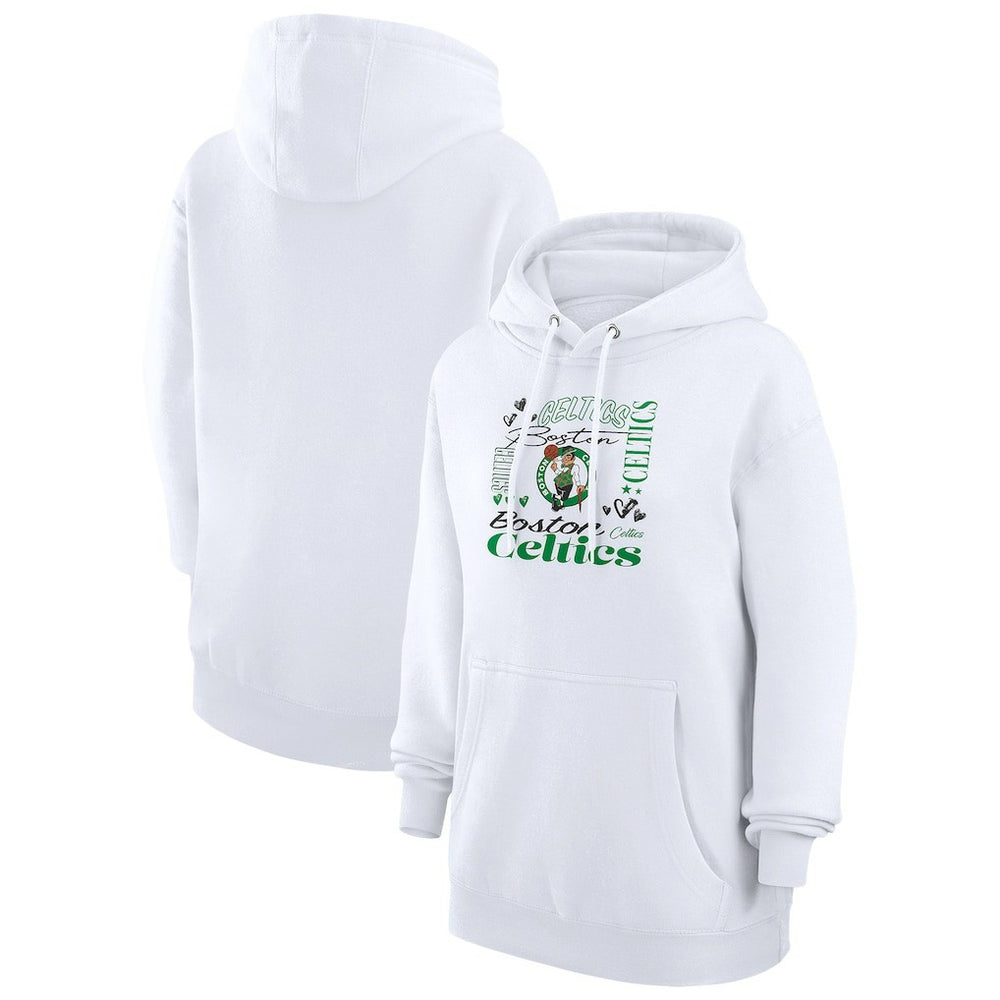 Boston Celtics G-III 4Her by Carl Banks Women's Team Collage Graphic Fleece Pullover Hoodie White - NBA