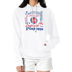 Detroit Pistons G-III 4Her by Carl Banks Women's Team Collage Graphic Fleece Pullover Hoodie White - NBA
