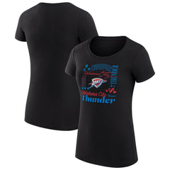 Oklahoma City Thunder G-III 4Her by Carl Banks Women's Super-Slim Fit Lightweight Team Name Collage Graphic T-Shirt Black - NBA