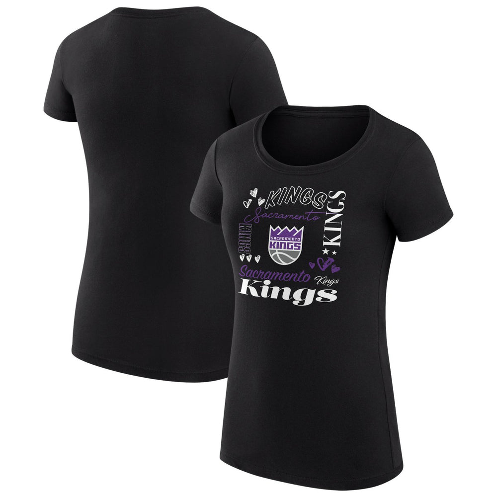 Sacramento Kings G-III 4Her by Carl Banks Women's Super-Slim Fit Lightweight Team Name Collage Graphic T-Shirt Black - NBA
