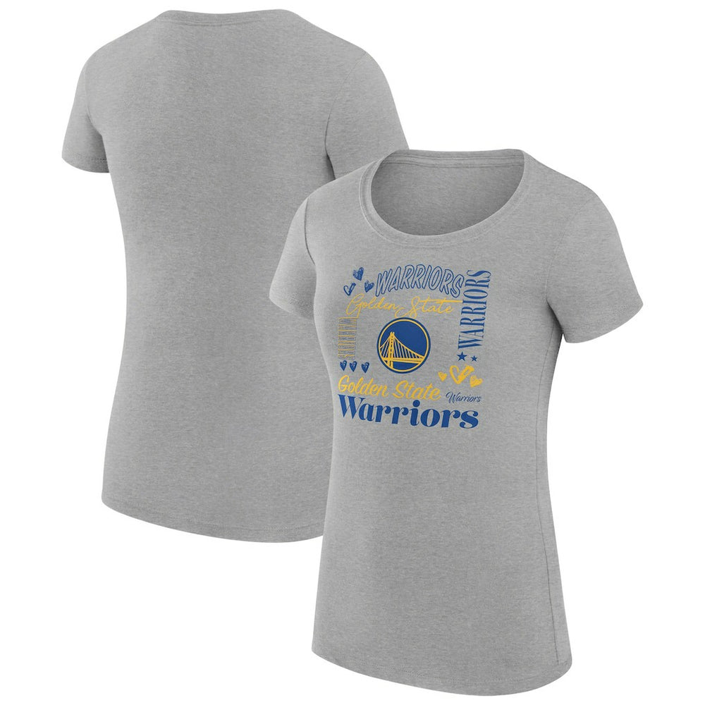 Golden State Warriors G-III 4Her by Carl Banks Women's Super-Slim Fit Lightweight Team Name Collage Graphic T-Shirt Heather Gray - NBA