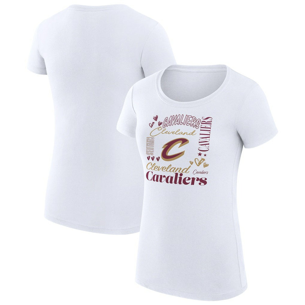 Cleveland Cavaliers G-III 4Her by Carl Banks Women's Super-Slim Fit Lightweight Team Name Collage Graphic T-Shirt White - NBA