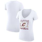Cleveland Cavaliers G-III 4Her by Carl Banks Women's Super-Slim Fit Lightweight Team Name Collage Graphic V-Neck T-Shirt White - NBA