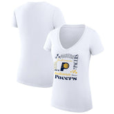 Indiana Pacers G-III 4Her by Carl Banks Women's Super-Slim Fit Lightweight Team Name Collage Graphic V-Neck T-Shirt White - NBA