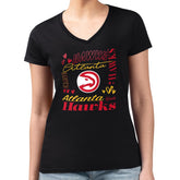 Atlanta Hawks G-III 4Her by Carl Banks Women's Super-Slim Fit Lightweight Team Name Collage Graphic V-Neck T-Shirt Black - NBA
