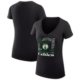 Boston Celtics G-III 4Her by Carl Banks Women's Super-Slim Fit Lightweight Team Name Collage Graphic V-Neck T-Shirt Black - NBA