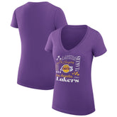 Los Angeles Lakers G-III 4Her by Carl Banks Women's Super-Slim Fit Lightweight Team Name Collage Graphic V-Neck T-Shirt Purple - NBA