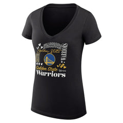 Golden State Warriors G-III 4Her by Carl Banks Women's Super-Slim Fit Lightweight Team Name Collage Graphic V-Neck T-Shirt Black - NBA