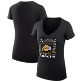 Los Angeles Lakers G-III 4Her by Carl Banks Women's Super-Slim Fit Lightweight Team Name Collage Graphic V-Neck T-Shirt Black - NBA