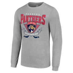 Florida Panthers Starter '80s Inspired Team Logo Long Sleeve T-Shirt - Heather Gray - NHL