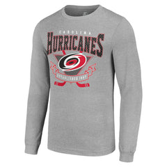 Carolina Hurricanes Starter '80s Inspired Team Logo Long Sleeve T-Shirt - Heather Gray - NHL