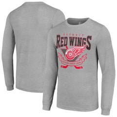Detroit Red Wings Starter '80s Inspired Team Logo Long Sleeve T-Shirt - Heather Gray - NHL