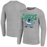 Vancouver Canucks Starter '80s Inspired Team Logo Long Sleeve T-Shirt - Heather Gray - NHL
