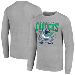 Vancouver Canucks Starter '80s Inspired Team Logo Long Sleeve T-Shirt - Heather Gray - NHL