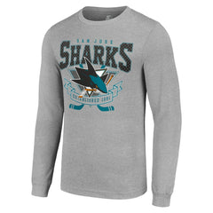 San Jose Sharks Starter '80s Inspired Team Logo Long Sleeve T-Shirt - Heather Gray - NHL