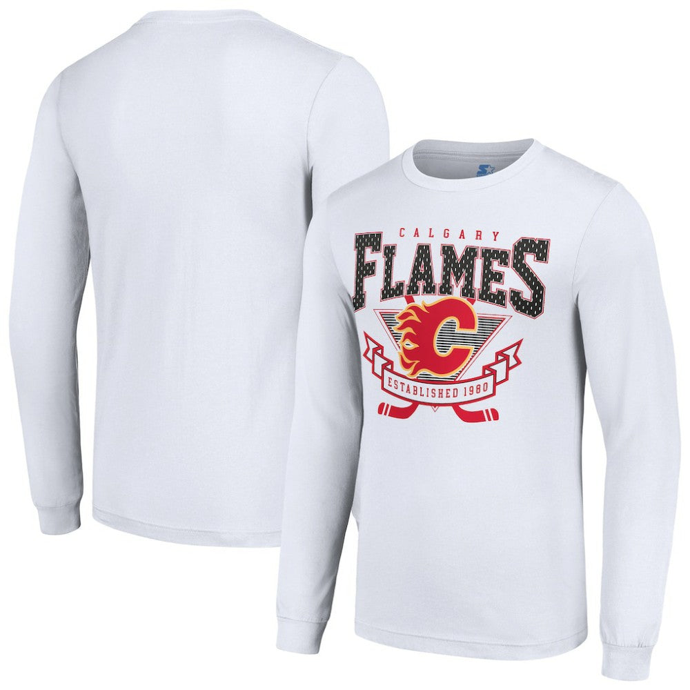 Calgary Flames Starter Team Logo Graphic Long Sleeve T-Shirt - White - NHL