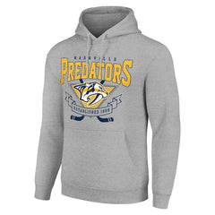 Nashville Predators Starter Team Logo Graphic Fleece Tri-Blend Pullover Hoodie - Heather Gray - NHL