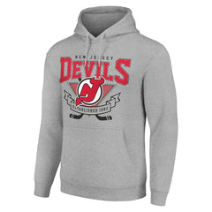 New Jersey Devils Starter Team Logo Graphic Fleece Tri-Blend Pullover Hoodie - Heather Gray - NHL