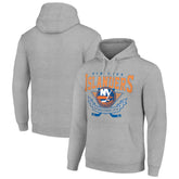 New York Islanders Starter Team Logo Graphic Fleece Tri-Blend Pullover Hoodie - Heather Gray - NHL