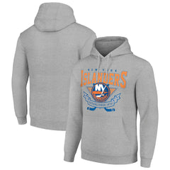 New York Islanders Starter Team Logo Graphic Fleece Tri-Blend Pullover Hoodie - Heather Gray - NHL