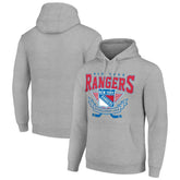 New York Rangers Starter Team Logo Graphic Fleece Tri-Blend Pullover Hoodie - Heather Gray - NHL